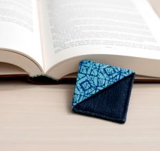Handmade Corner Style Blue Denim Dogear Bookmark
